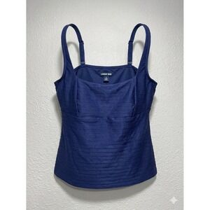 Lands End Swim Top Womens 14 Beach Pool Stretch Blue Tank New